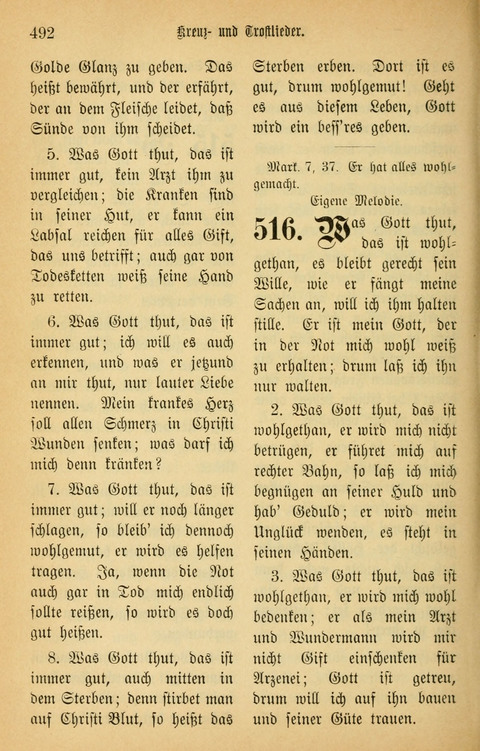 Gesangbuch in Mennoniten-Gemeinden in Kirche und Haus (4th ed.) page 492
