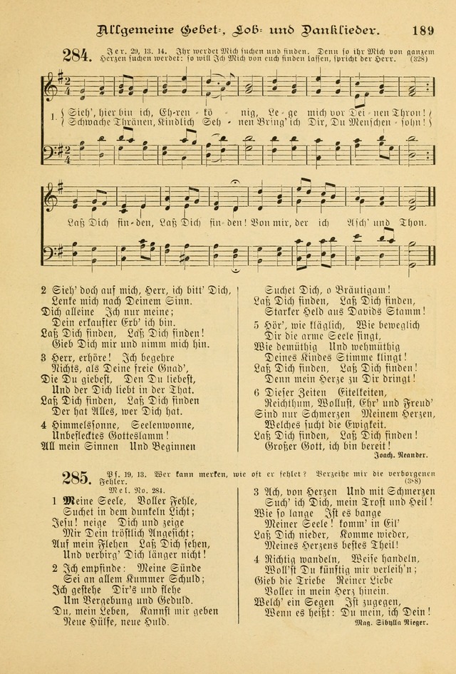 Gesangbuch mit Noten: herausgegeben von der Allgemeinen Conferenz der Mennoniten von Nord-Amerika page 189