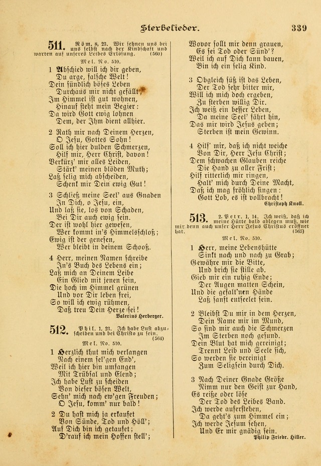 Gesangbuch mit Noten: herausgegeben von der Allgemeinen Conferenz der Mennoniten von Nord-Amerika page 339