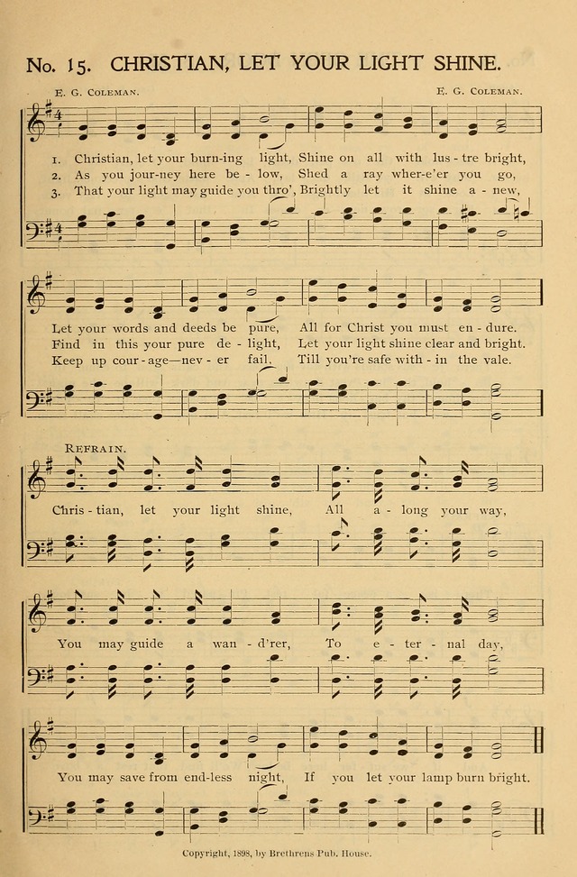 Gospel Songs and Hymns No. 1: for the sunday school, prayer meeting, social meeting, general song service page 15