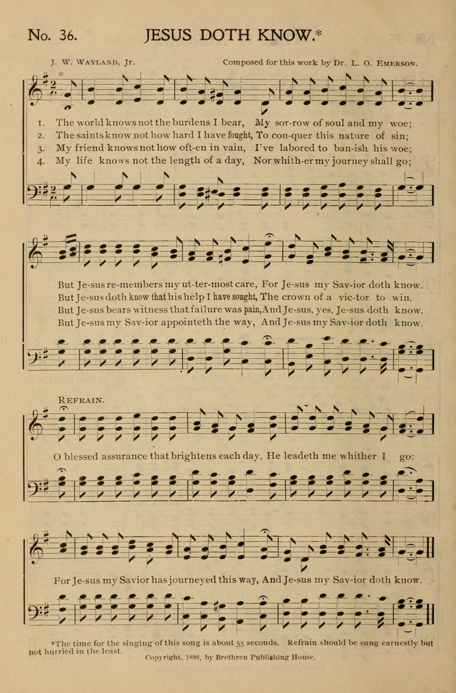 Gospel Songs and Hymns No. 1: for the sunday school, prayer meeting, social meeting, general song service page 36