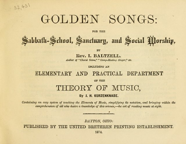 Golden Songs: for the Sabbath School, Sanctuary and Social Worship page 1
