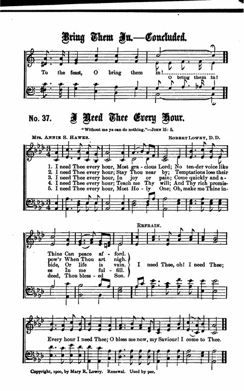 Gospel Tent Songs: Selected by F. H. Jacobs and I. Allan Sankey at the request of the Evangelistic Committee of Greater New York page 37