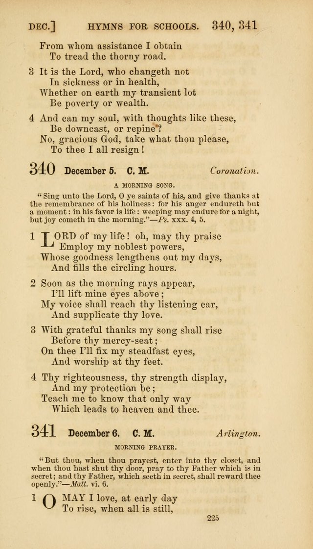 Hymns for Schools: with appropriate selections from scripture and tunes suited to the metres of the hymns (3rd ed.) page 225
