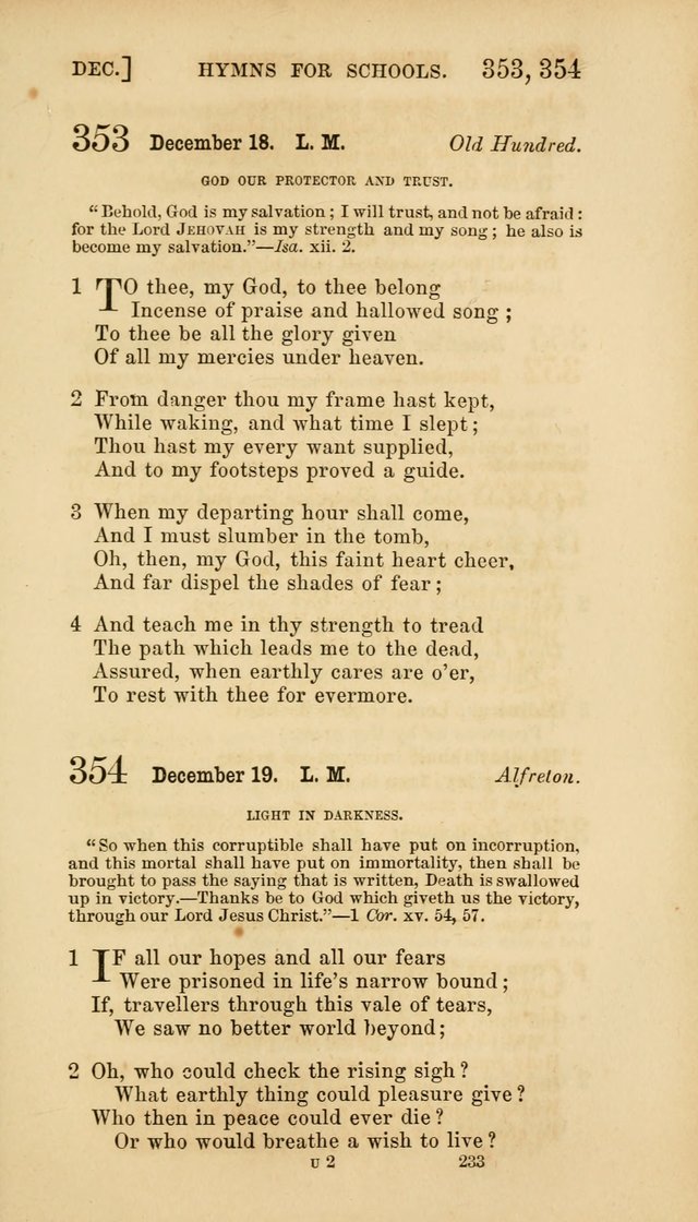 Hymns for Schools: with appropriate selections from scripture and tunes suited to the metres of the hymns (3rd ed.) page 233