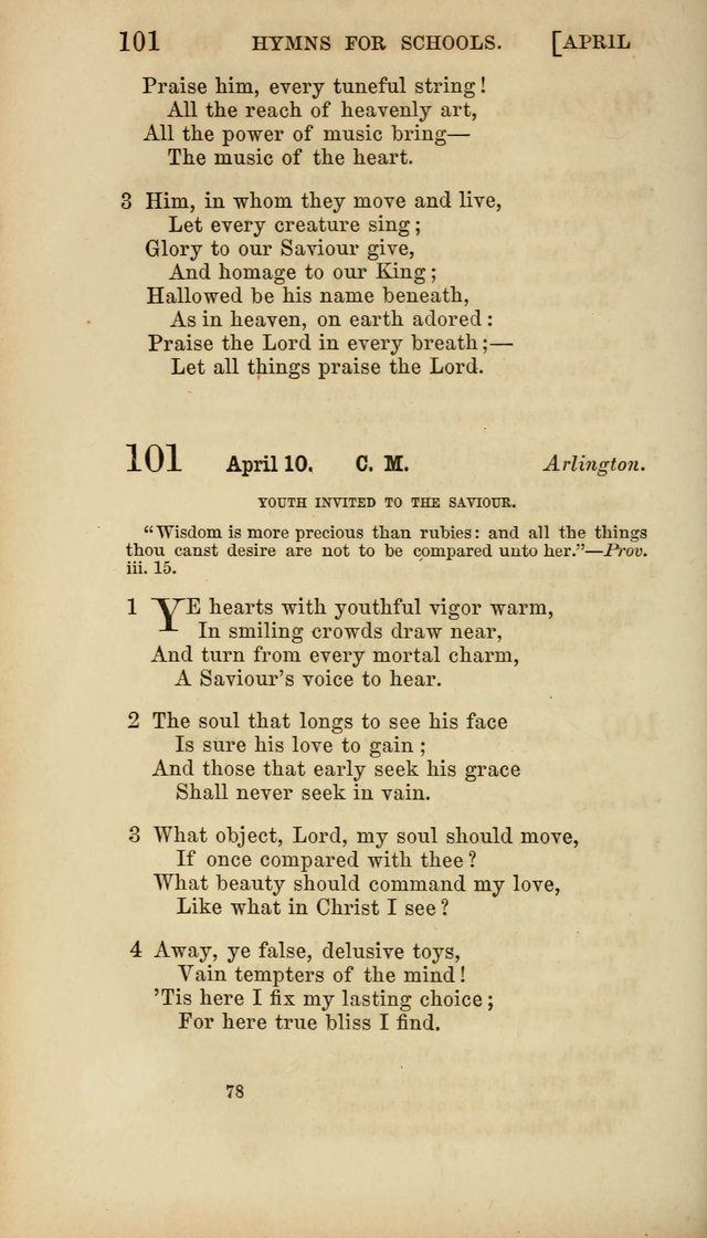 Hymns for Schools: with appropriate selections from scripture and tunes suited to the metres of the hymns (3rd ed.) page 78