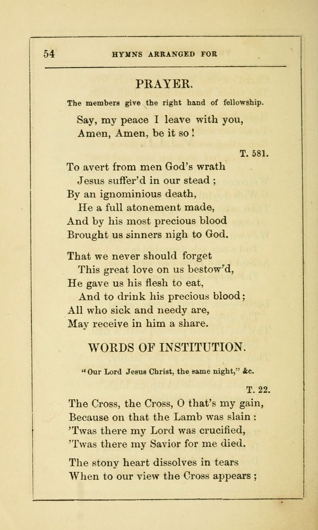 Hymns Arranged for the Communion Service of the Church of the United Brethren page 54