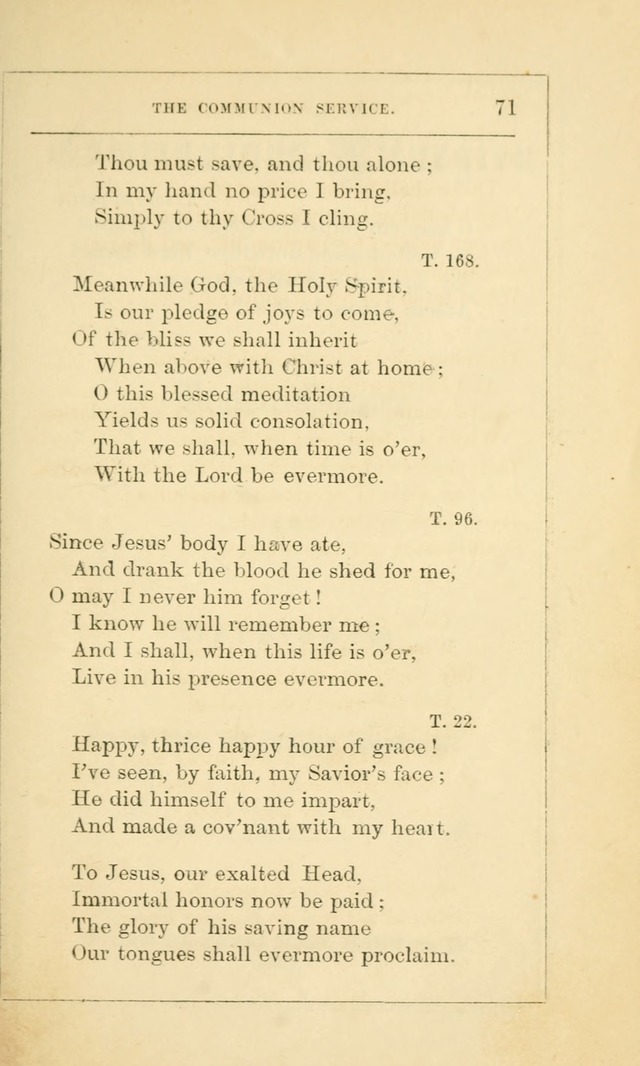 Hymns Arranged for the Communion Service of the Church of the United Brethren page 71