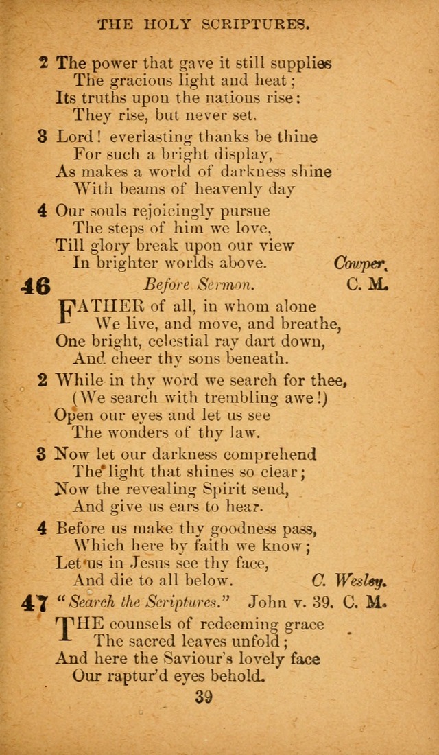 Hymnal: adapted to the doctrines and usages of the African Methodist Episcopal Church. Revised Edition page 39