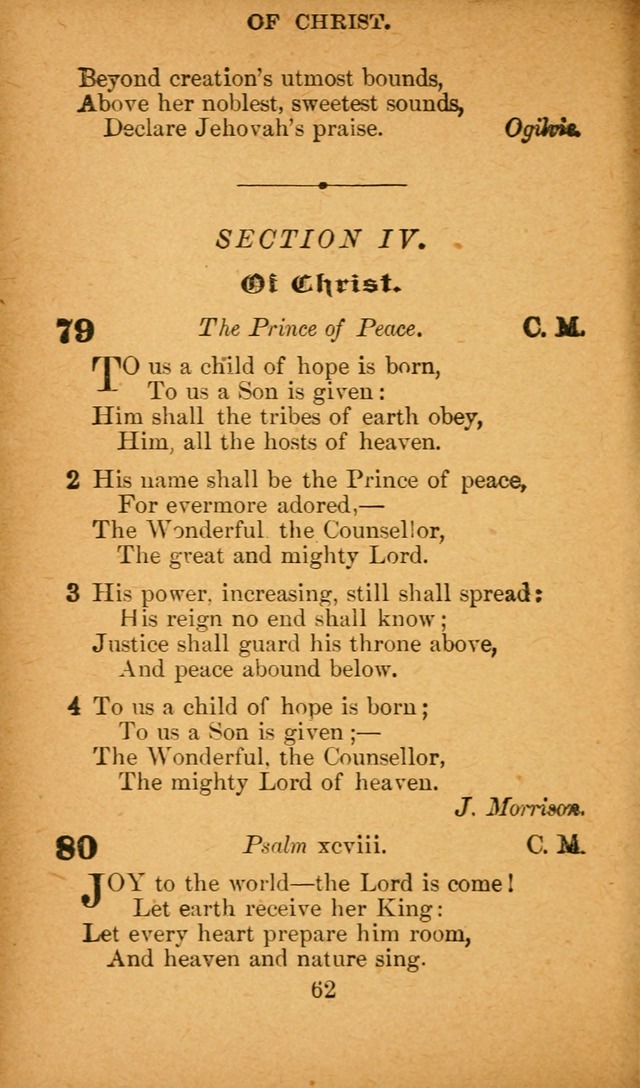 Hymnal: adapted to the doctrines and usages of the African Methodist Episcopal Church. Revised Edition page 62