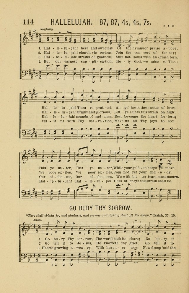 The Heavenly Choir: a collection of hymns and tunes for all occasions of worship, congregational, church, prayer, praise, choir, Sunday school, and social meeings page 114
