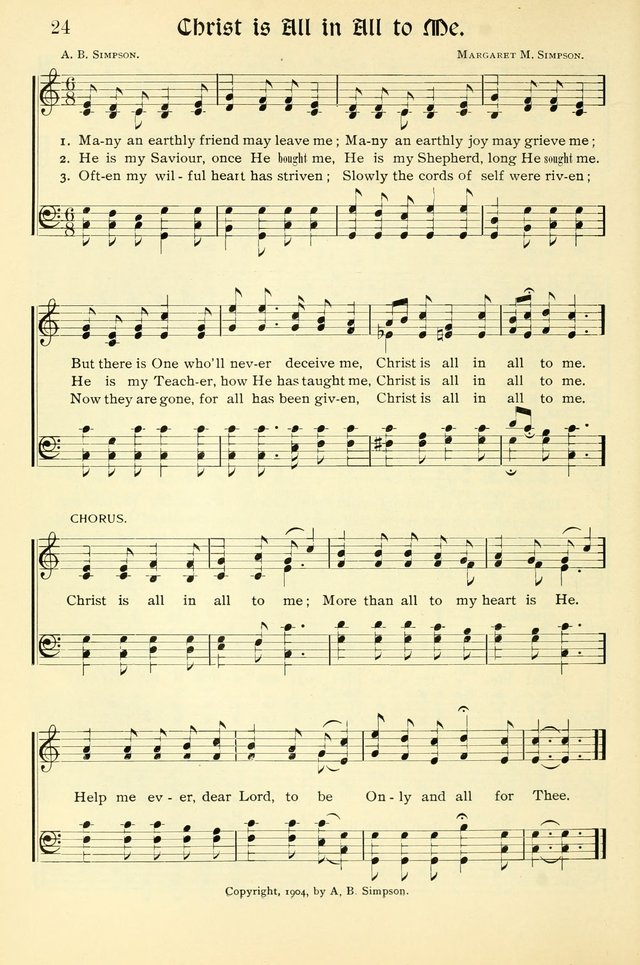 Hymns of the Christian Life. No. 3: for church worship, conventions, evangelistic services, prayer meetings, missionary meetings, revival services, rescue mission work and Sunday schools page 24