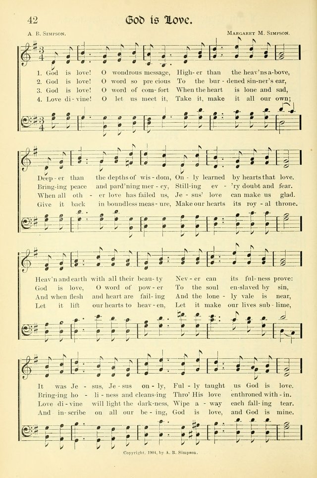 Hymns of the Christian Life. No. 3: for church worship, conventions, evangelistic services, prayer meetings, missionary meetings, revival services, rescue mission work and Sunday schools page 42