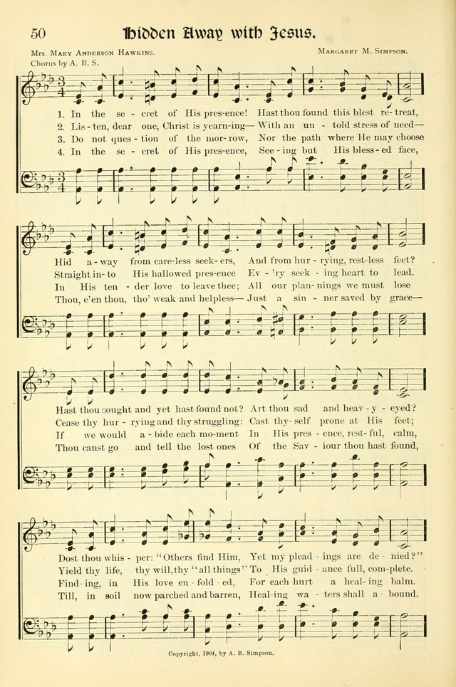 Hymns of the Christian Life. No. 3: for church worship, conventions, evangelistic services, prayer meetings, missionary meetings, revival services, rescue mission work and Sunday schools page 50