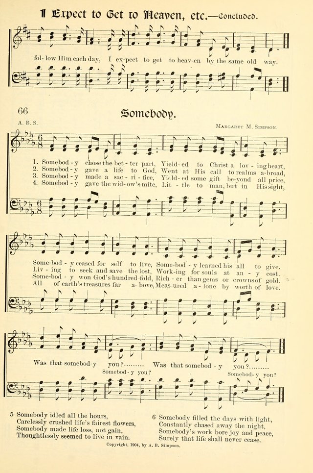 Hymns of the Christian Life. No. 3: for church worship, conventions, evangelistic services, prayer meetings, missionary meetings, revival services, rescue mission work and Sunday schools page 67