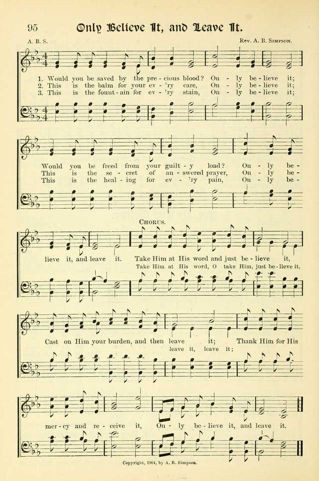 Hymns of the Christian Life. No. 3: for church worship, conventions, evangelistic services, prayer meetings, missionary meetings, revival services, rescue mission work and Sunday schools page 96