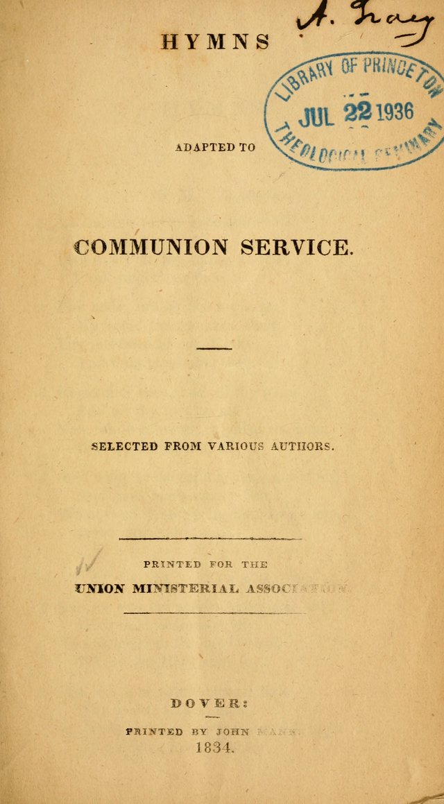 Hymns adapted to Communion Service page 1