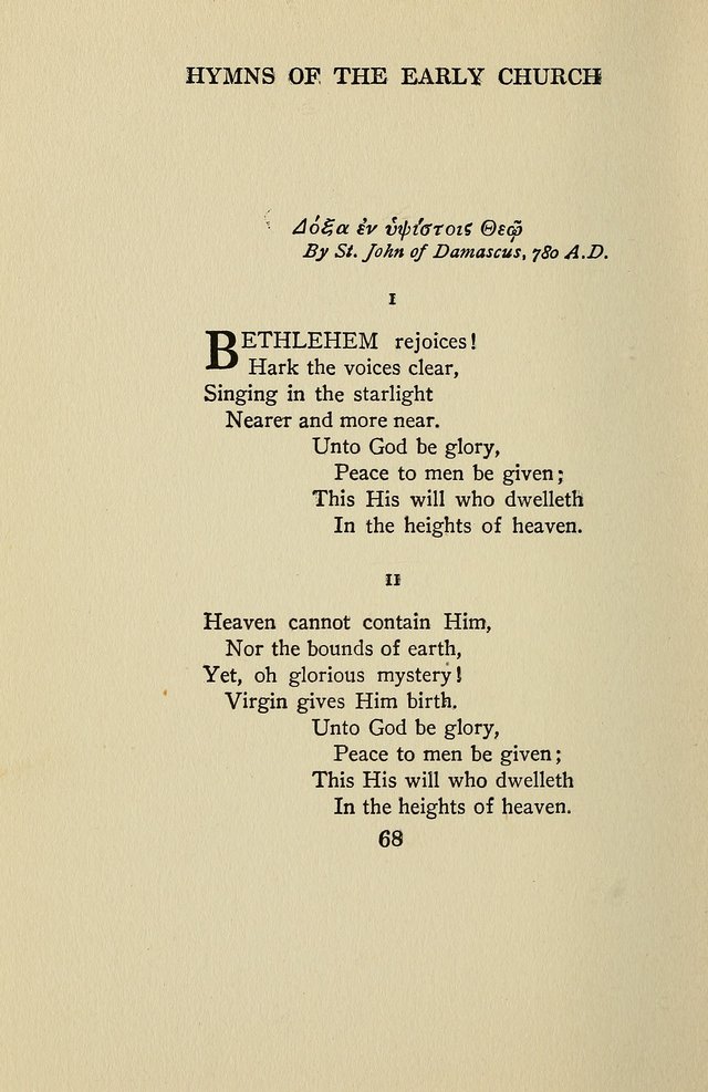 Hymns of the Early Church: translated from Greek and Latin sources; together with translations from a later period; centos and suggestions from the Greek; and several original pieces page 68