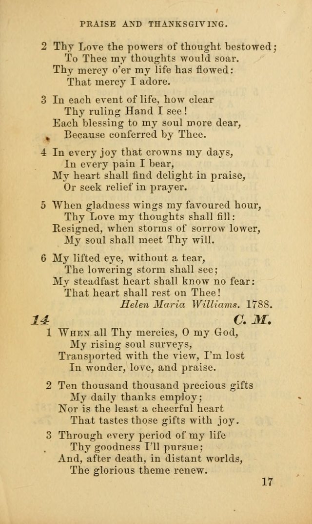 Hymns for the use of the Evangelical Lutheran Church, by the Authority of the Ministerium of Pennsylvania page 17