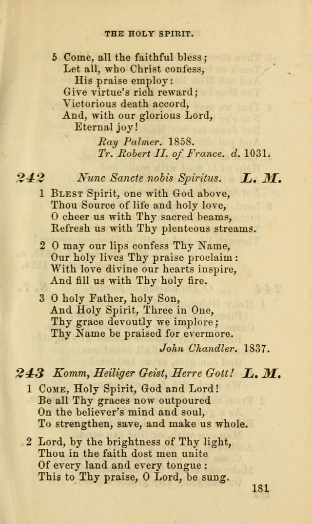 Hymns for the use of the Evangelical Lutheran Church, by the Authority of the Ministerium of Pennsylvania page 181