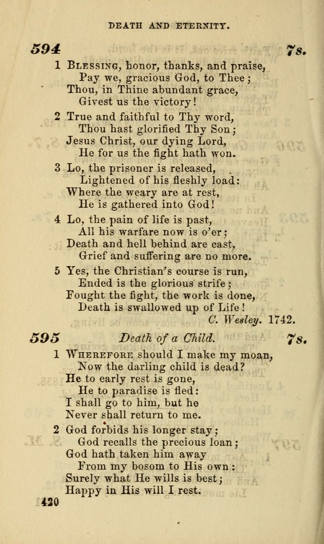Hymns for the use of the Evangelical Lutheran Church, by the Authority of the Ministerium of Pennsylvania page 420