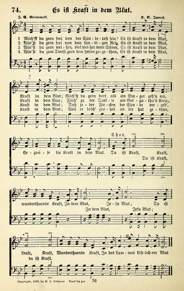 Heils-Lieder, eine Sammlung Geistlicher Lieder für Sonntagsschulen, Jugendvereine page 74