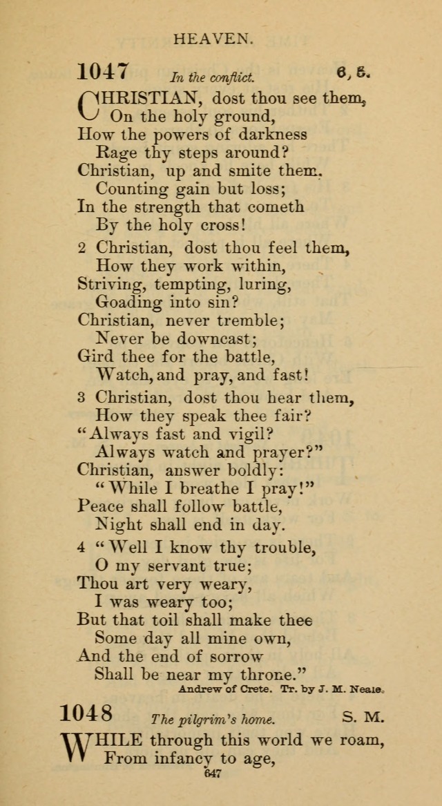 Hymnal of the Methodist Episcopal Church page 647