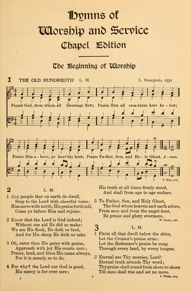 Hymns of Worship and Service (Chapel Ed., 4th ed.) page 1