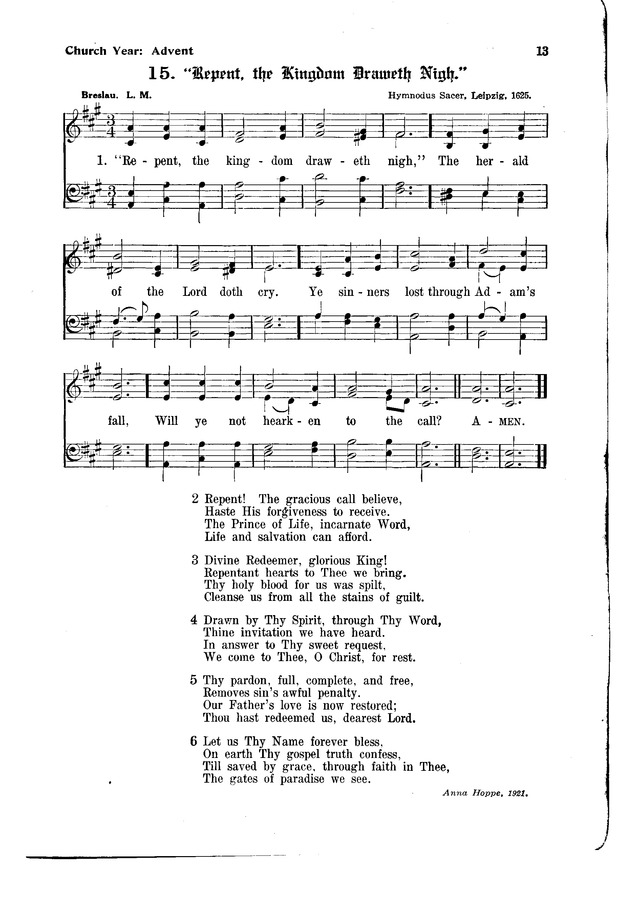 The Hymnal and Order of Service page 13