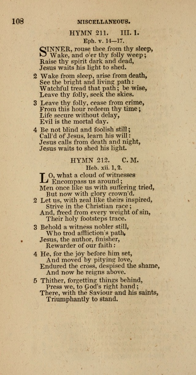 Hymns of the Protestant Episcopal Church of the United States, as authorized by the General Convention: with an additional selection page 108