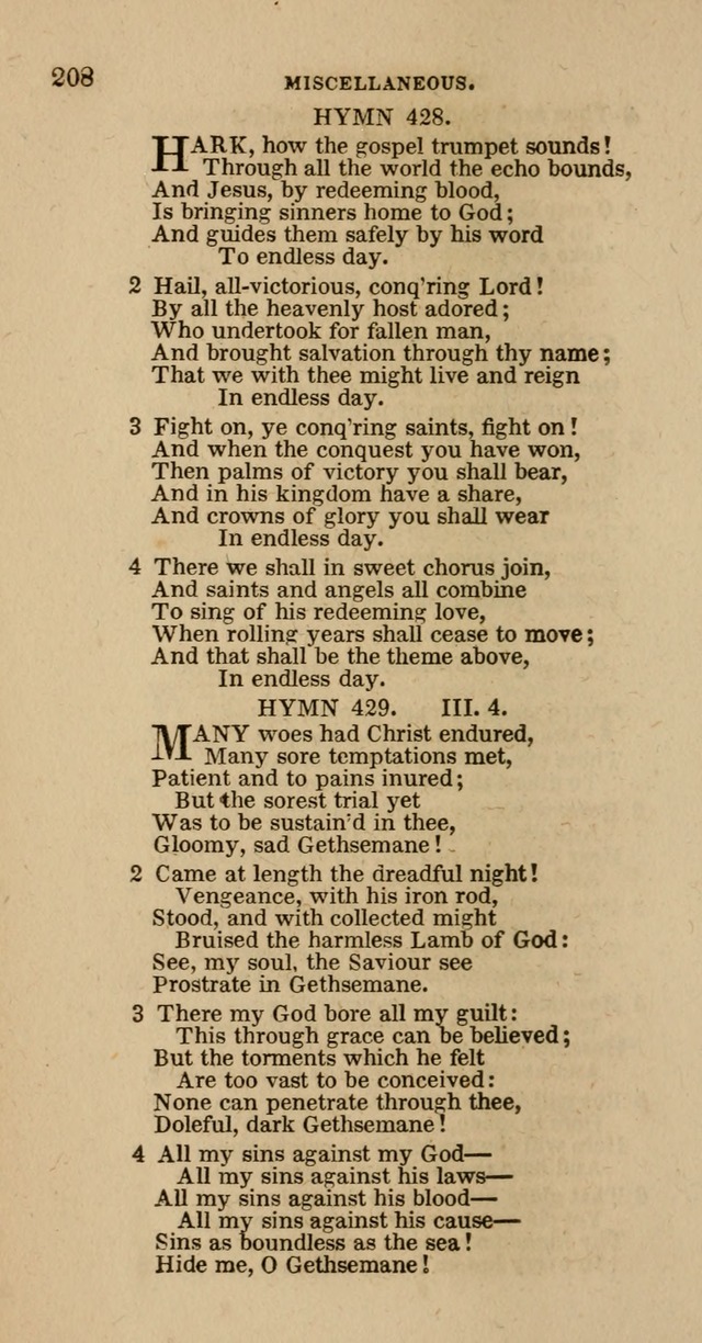 Hymns of the Protestant Episcopal Church of the United States, as authorized by the General Convention: with an additional selection page 208