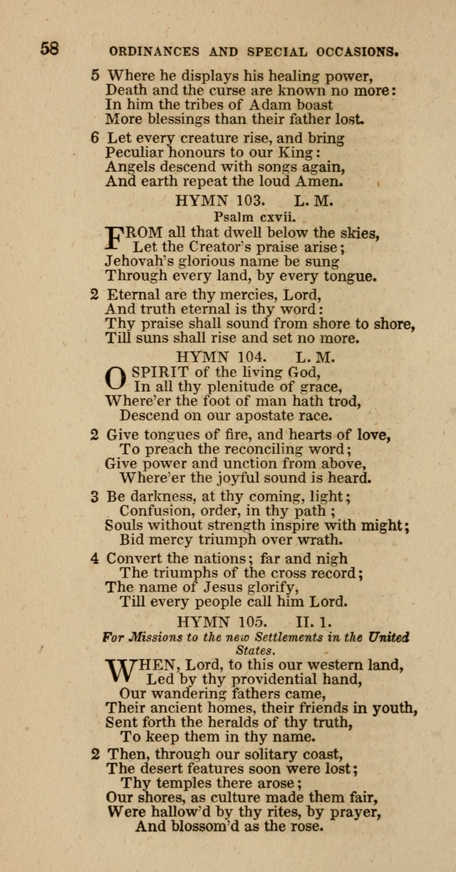 Hymns of the Protestant Episcopal Church of the United States, as authorized by the General Convention: with an additional selection page 58