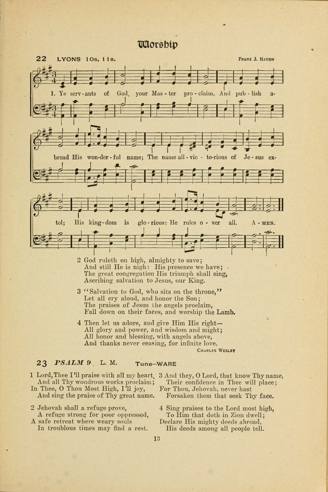 Hymns, Psalms and Gospel Songs: with responsive readings page 13
