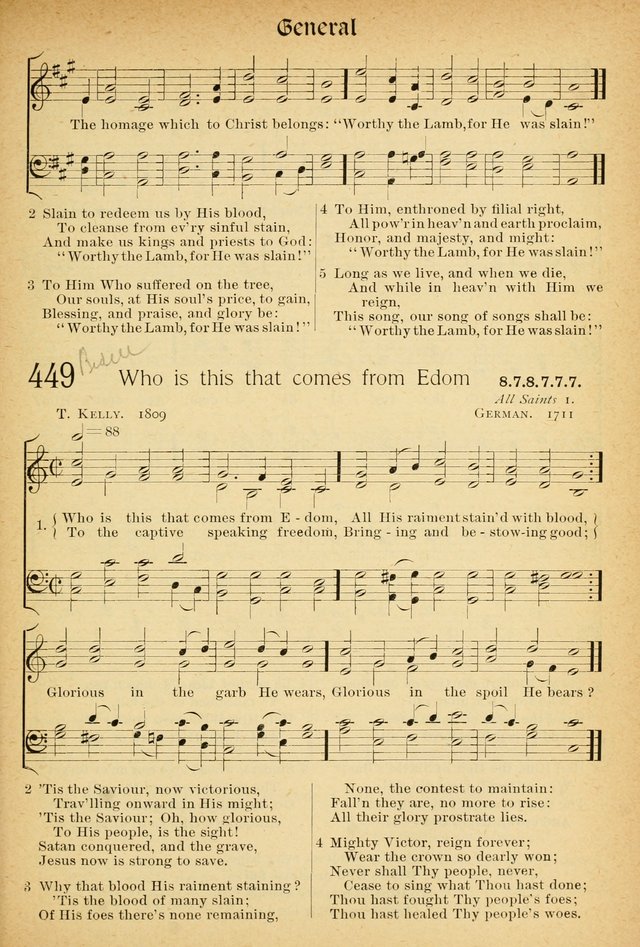 The Hymnal: revised and enlarged as adopted by the General Convention of the Protestant Episcopal Church in the United States of America in the of our Lord 1892..with music, as used in Trinity Church page 495