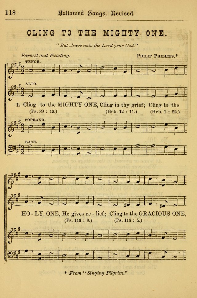 Hallowed Songs: for prayer and social meetings, containing hymns and tunes, carefully selected from all sources, both old and new, and are of the most spiritual..(Newly Revised) page 118