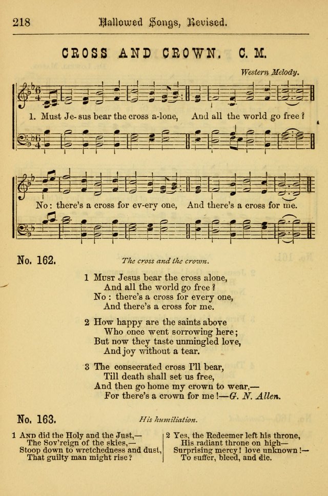 Hallowed Songs: for prayer and social meetings, containing hymns and tunes, carefully selected from all sources, both old and new, and are of the most spiritual..(Newly Revised) page 218