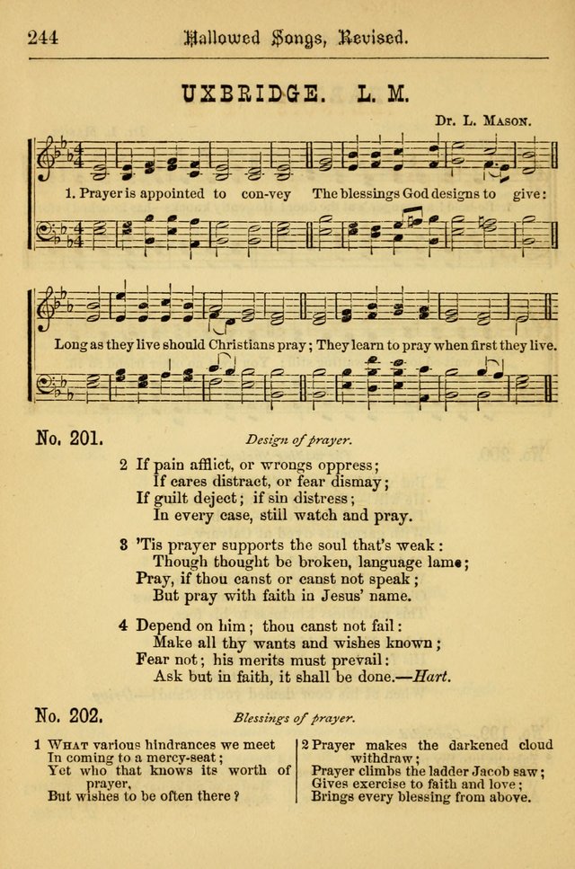Hallowed Songs: for prayer and social meetings, containing hymns and tunes, carefully selected from all sources, both old and new, and are of the most spiritual..(Newly Revised) page 244