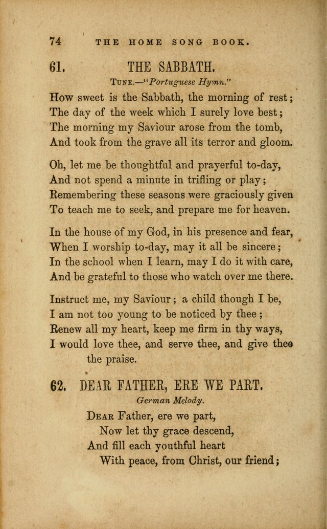 Home Song Book, prepared for the use of the Children of the Home for the Friendless page 62