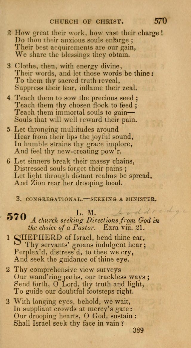 Hymns: selected and original, for public and private worship (30th ed.) page 389