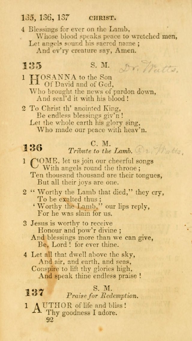 Hymns: selected and original, for public and private worship (30th ed.) page 92