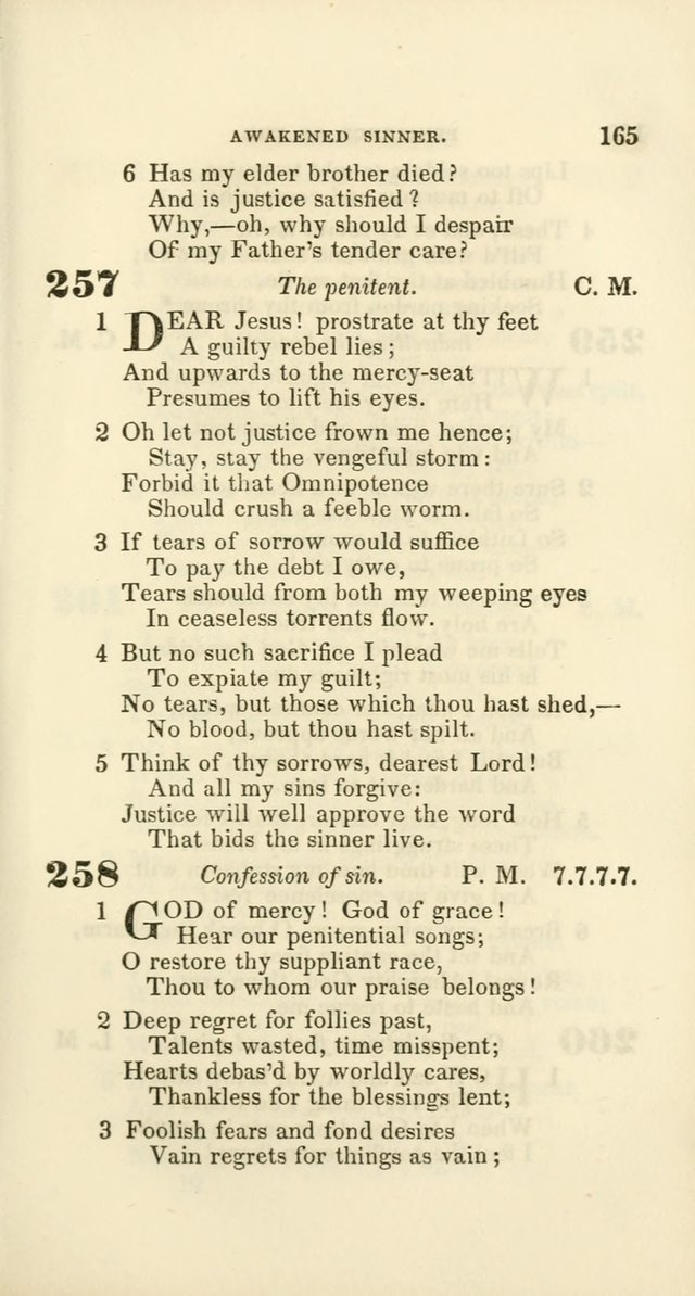 Hymns: selected and original, for public and private worship (60th ed., 1st rev. ed.) page 165