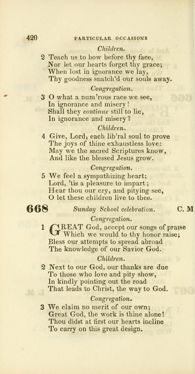 Hymns: selected and original, for public and private worship (60th ed., 1st rev. ed.) page 420