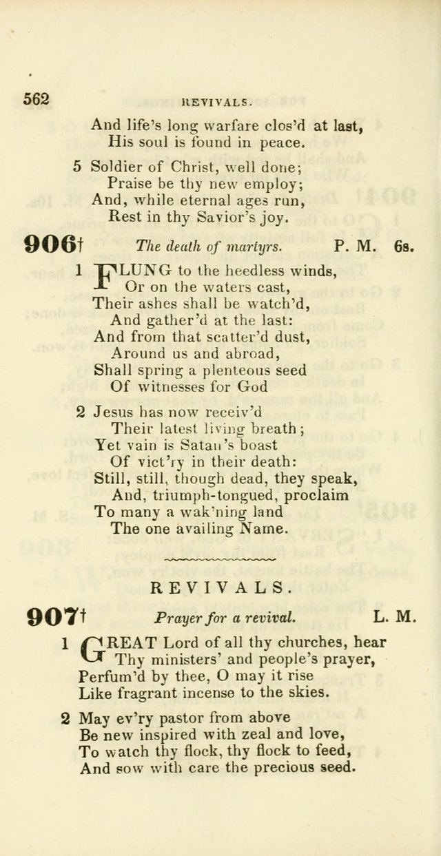 Hymns: selected and original, for public and private worship (60th ed., 1st rev. ed.) page 562