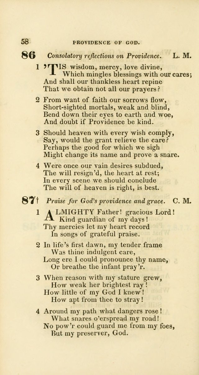 Hymns: selected and original, for public and private worship (60th ed., 1st rev. ed.) page 58
