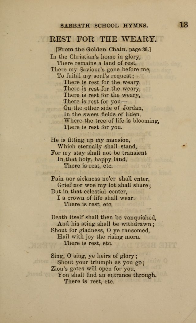 Hymns for the use of the Sabbath School of the Second Reformed Church, Albany N. Y. page 13