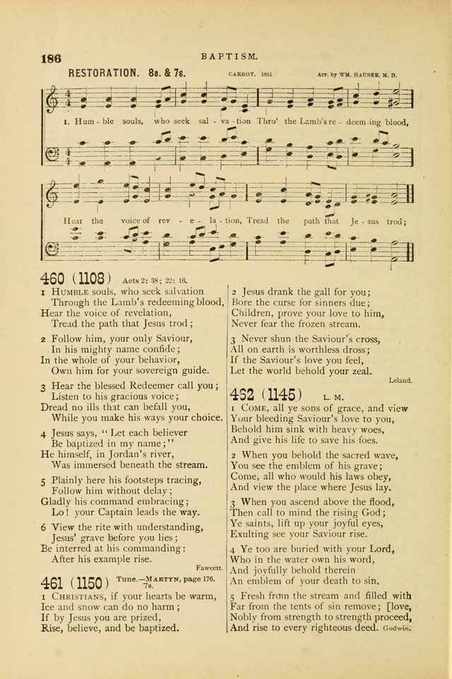 Hymn and Tune Book for Use in Old School or Primitive Baptist Churches page 186