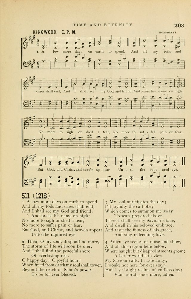 Hymn and Tune Book for Use in Old School or Primitive Baptist Churches page 203