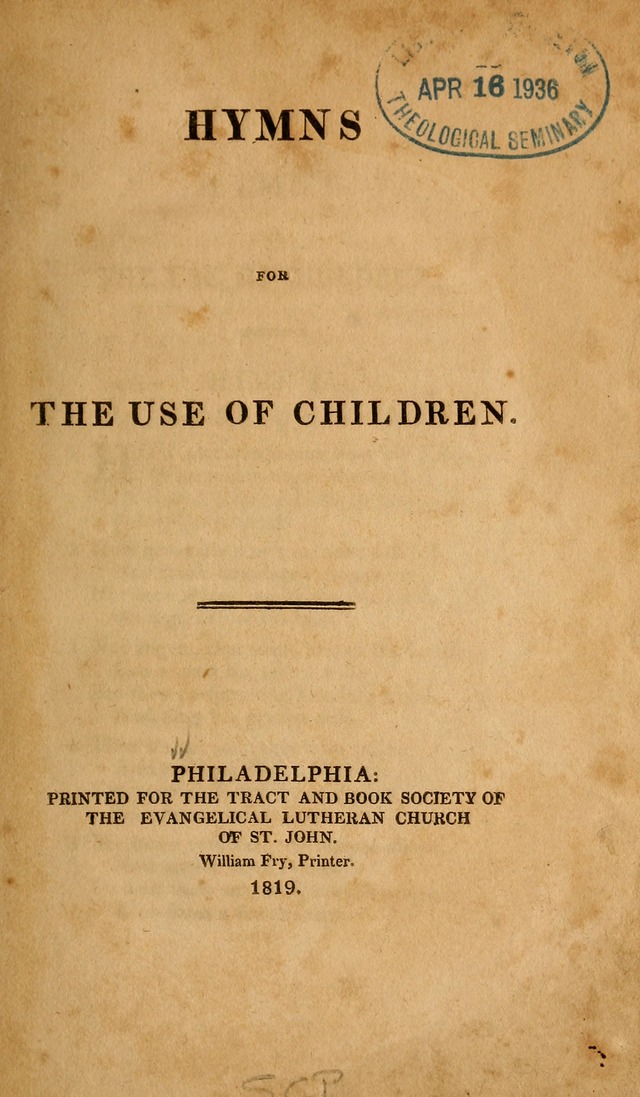 Hymns for the Use of Children page 1