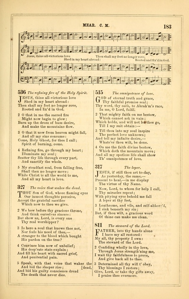 The Heart and Voice: or, Songs of Praise for the Sanctuary: hymn and tune book, designed for congregational singing in the Methodist Episcopal Church, and for congregations generally page 183