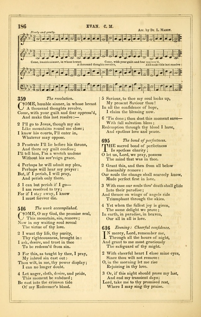 The Heart and Voice: or, Songs of Praise for the Sanctuary: hymn and tune book, designed for congregational singing in the Methodist Episcopal Church, and for congregations generally page 186